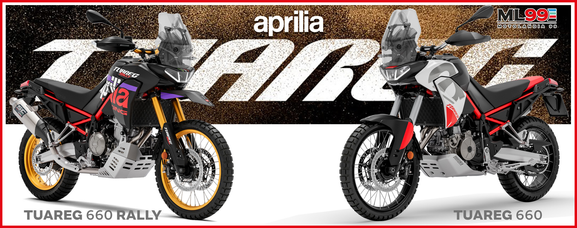 ML99 Promozione nuova Aprilia Tuareg 660 | Colori e vista frontale