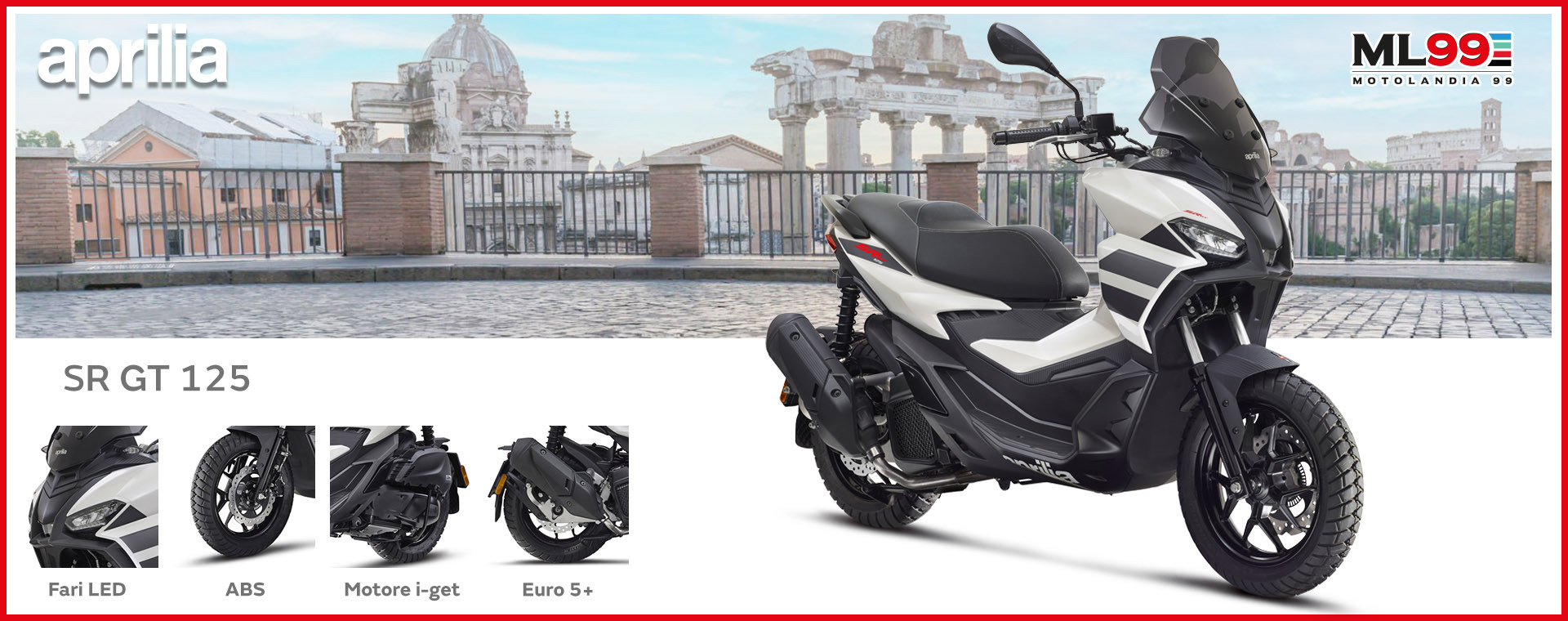 ML99 Promozione nuovo Aprilia SR-GT 125 | Dettagli e vista laterale