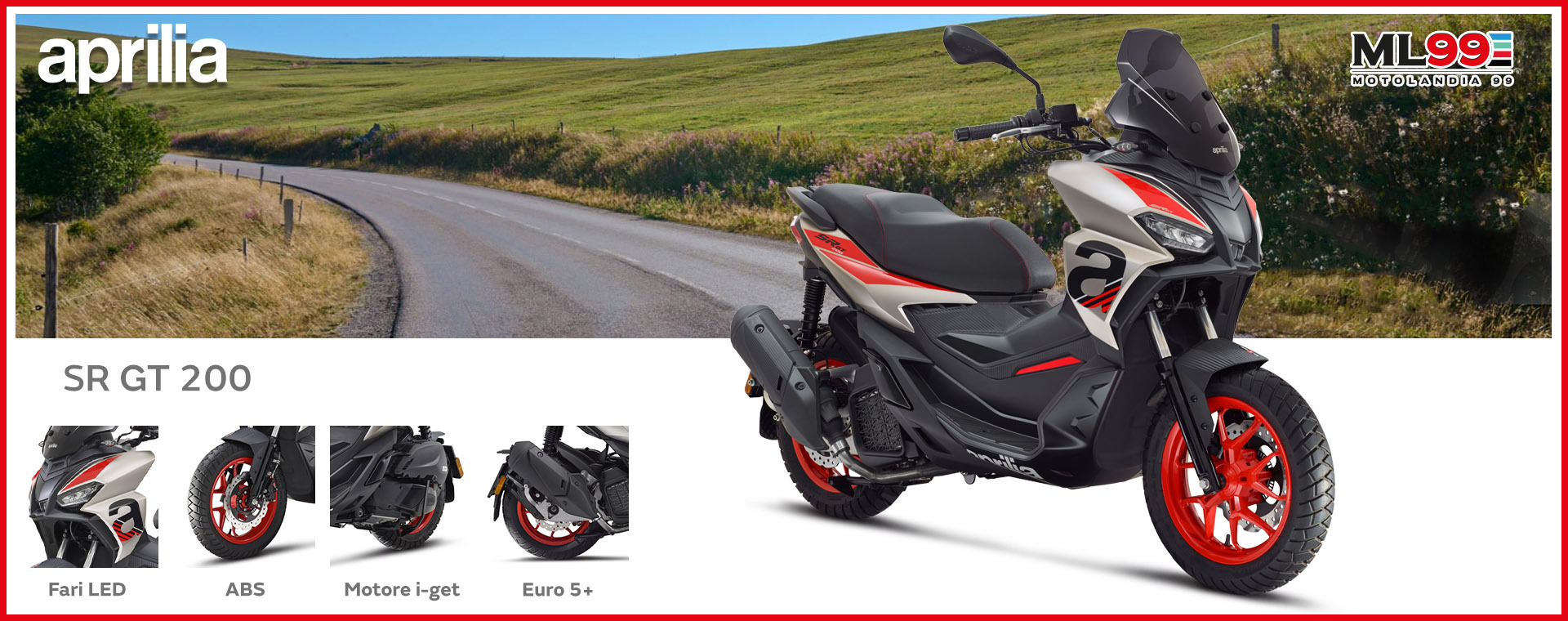 ML99 Promozione nuovo Aprilia SR-GT 200 | Dettagli e vista laterale