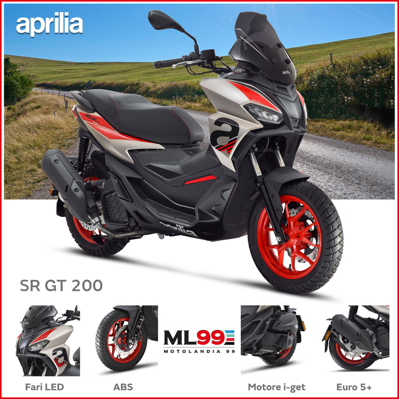 ML99 Promozione scooter Aprilia SR-GT 200 | Dettagli e vista laterale