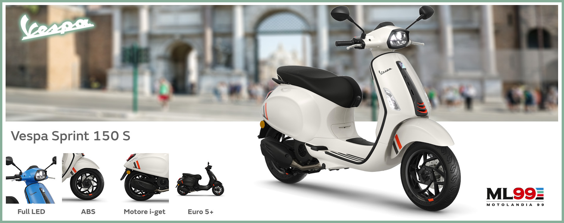 ML99 Promozione nuova Vespa Sprint 150 3v | Dettagli e vista laterale